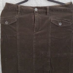 Brown stretch  corduroy skirt